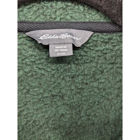 Eddie Bauer Fleece Sweater S Green Pullover High Neck Staple 1/4 Zip Pocket Cozy - Picture 6 of 12